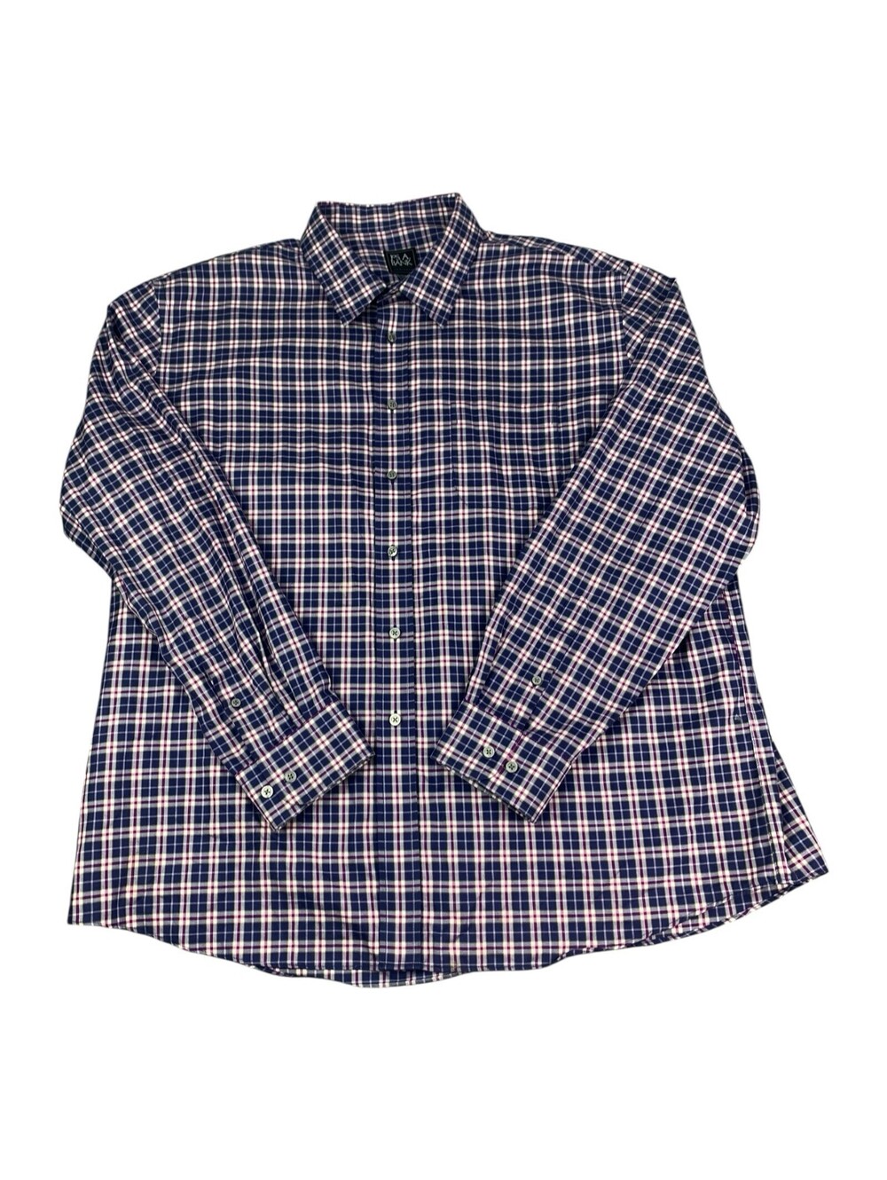 Jos A Bank Travelers Mens Long Sleeve Shirt, Purple Plaid, Cotton, Size 2XL